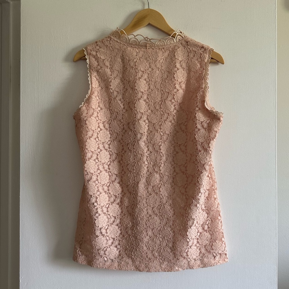 Karl Lagerfeld Paris Light Pink Lace Eyelet Designer Tank Top Size Medium EUC - Picture 4 of 10